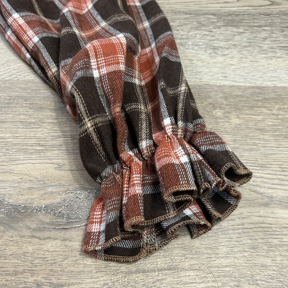 ROMWE Red/Brown Plaid Frilly Dress - Picture 4 of 6